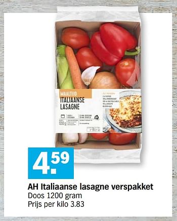 Promoties Ah italiaanse lasagne verspakket - Huismerk - Albert Heijn - Geldig van 06/04/2020 tot 13/04/2020 bij Albert Heijn