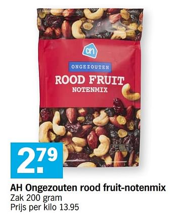 Promoties Ah ongezouten rood fruit-notenmix - Huismerk - Albert Heijn - Geldig van 06/04/2020 tot 13/04/2020 bij Albert Heijn