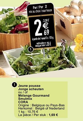Promoties Jeune pousse jonge scheuten ou - of mélange gourmand smulmix cora - Huismerk - Cora - Geldig van 07/04/2020 tot 11/04/2020 bij Cora