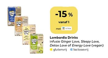 Promoties Lombardia drinks infusie ginger love, sleepy love, detox love of energy love - Lombardia Drinks - Geldig van 01/04/2020 tot 05/05/2020 bij Bioplanet