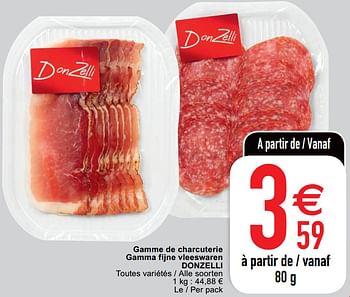 Promotions Gamme de charcuterie gamma fijne vleeswaren donzelli - Donzelli - Valide de 07/04/2020 à 11/04/2020 chez Cora