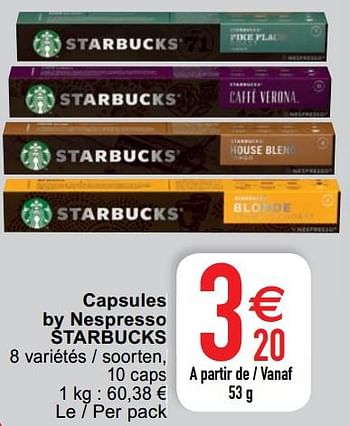 Promoties Capsules by nespresso starbucks - Starbucks - Geldig van 07/04/2020 tot 11/04/2020 bij Cora