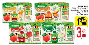 Promoties Materne fruits pocket - Materne - Geldig van 07/04/2020 tot 11/04/2020 bij Cora