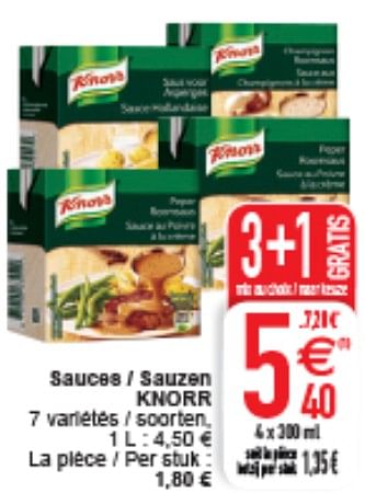 Promotions Sauces-sauzen knorr - Knorr - Valide de 07/04/2020 à 11/04/2020 chez Cora