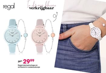 Promoties Regal dameshorloge en armband in cadeaudoosje - Regal - Geldig van 06/04/2020 tot 26/04/2020 bij Lucardi