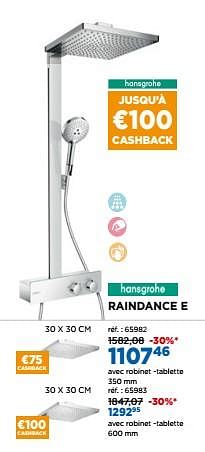 Promotions Sets de douche pluie raindance e - Hansgrohe - Valide de 01/04/2020 à 30/04/2020 chez X2O