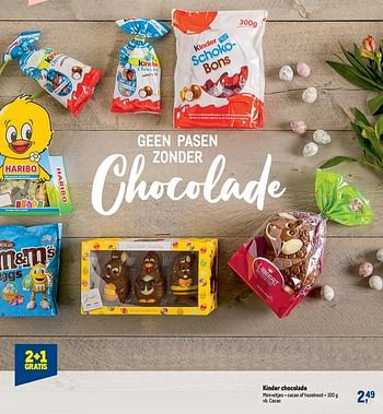 Promoties Kinder chocolade mini-eitjes cacao of hazelnoot - Kinder - Geldig van 25/03/2020 tot 11/04/2020 bij Makro