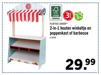 Ashley Furman afdrijven toezicht houden op Playtive Junior 2-in-1 houten winkeltje en poppenkast of barbecue -  Promotie bij Lidl