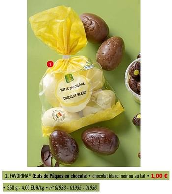 Promotions Oeufs de pâques en chocolat - Favorina - Valide de 06/04/2020 à 11/04/2020 chez Lidl