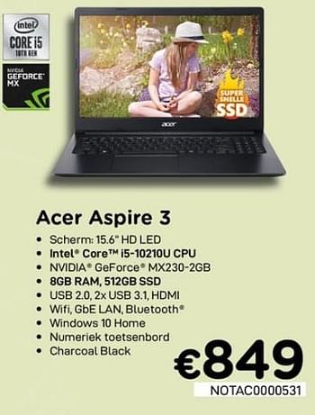 Promoties Acer aspire 3 - Acer - Geldig van 04/04/2020 tot 30/04/2020 bij Compudeals