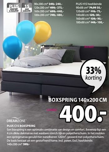 Promoties Plus c15 boxspring - DreamZone - Geldig van 06/04/2020 tot 19/04/2020 bij Jysk