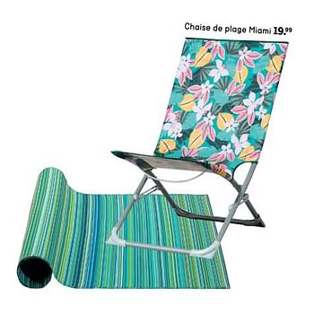 Promotions Chaise de plage miami - Produit maison - Leen Bakker - Valide de 04/04/2020 à 31/12/2020 chez Leen Bakker
