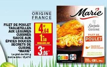 Promotions Filet de poulet tagliatelles aux légumes cuisines sauce aux épices douces secrets de cuisine marie - Marie - Valide de 08/04/2020 à 19/04/2020 chez Coccinelle