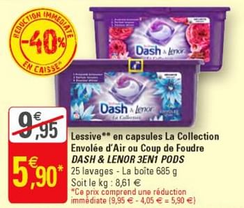 Lessive Capsule Tout-En-1 Envolée d'Air DASH : la boîte de 40 capsules à  Prix Carrefour