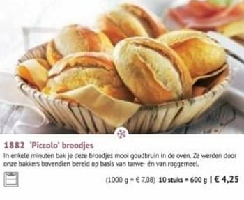 Promotions Piccolo broodjes - Produit maison - Bofrost - Valide de 30/03/2020 à 27/09/2020 chez Bofrost