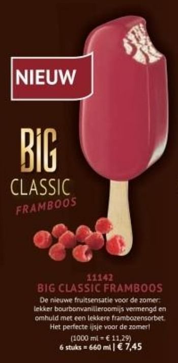 Promotions Big classic framboos - Produit maison - Bofrost - Valide de 30/03/2020 à 27/09/2020 chez Bofrost