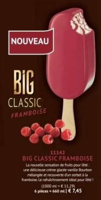 Promotions Big classic framboise - Produit maison - Bofrost - Valide de 30/03/2020 à 27/09/2020 chez Bofrost