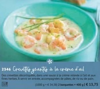 Promoties Crevettes géantes à la crème d`ail - Huismerk - Bofrost - Geldig van 30/03/2020 tot 27/09/2020 bij Bofrost