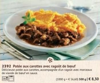 Promotions Potée aux carottes avec ragoût de boeuf - Produit maison - Bofrost - Valide de 30/03/2020 à 27/09/2020 chez Bofrost