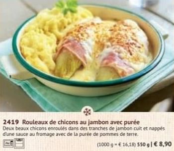 Promotions Rouleaux de chicons au jambon avec purée - Produit maison - Bofrost - Valide de 30/03/2020 à 27/09/2020 chez Bofrost