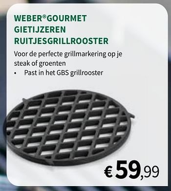 Promoties Weber gourmet gietijzeren ruitjesgrillrooster - Weber - Geldig van 08/04/2020 tot 30/06/2020 bij Horta