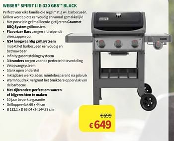 Promoties Weber spirit ii e-320 gbs black - Weber - Geldig van 08/04/2020 tot 30/06/2020 bij Horta