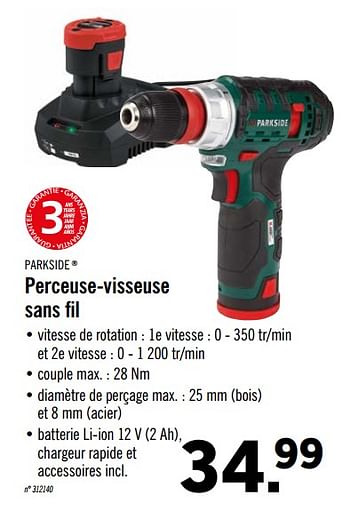 Promotion Lidl Parkside Perceuse Visseuse Sans Fil Parkside Bricolage Valide Jusqua 4 Promobutler