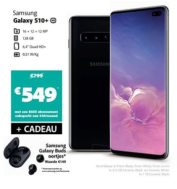 Promoties Samsung galaxy s10+ - Samsung - Geldig van 20/04/2020 tot 09/05/2020 bij Base