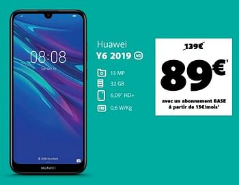 Promotions Huawei y6 2019 - Huawei - Valide de 20/04/2020 à 09/05/2020 chez Base