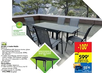 Promoties Set tafel + 6 stoelen modulo - Huismerk - Carrefour  - Geldig van 31/03/2020 tot 30/06/2020 bij Carrefour