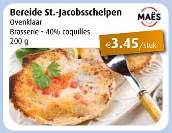Promoties Bereide st.-jacobsschelpen ovenklaar brasserie • 40% coquilles - Maes - Geldig van 27/04/2020 tot 30/05/2020 bij Aronde