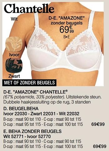 Promoties Beugelbeha ivoor 22030 - zwart 22031 - wit 22032 - Chantelle - Geldig van 27/04/2020 tot 15/06/2020 bij Damart