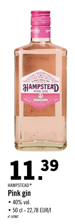 Hampstead Pink gin - En Lidl chez promotion