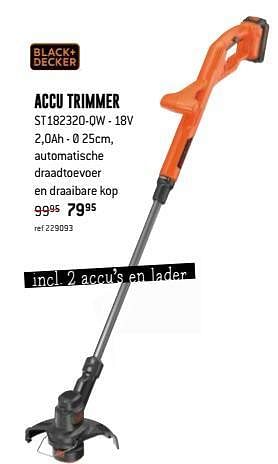 Promoties Black + decker accu trimmer st182320-qw - Black & Decker - Geldig van 01/05/2020 tot 31/05/2020 bij Freetime