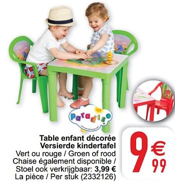 Promotions Table enfant décorée versierde kindertafel - Paradiso - Valide de 05/05/2020 à 30/06/2020 chez Cora