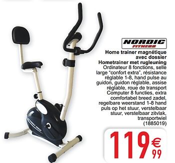 Promoties Home trainer magnétique avec dossier hometrainer met rugleuning - Nordic Fitness - Geldig van 05/05/2020 tot 30/06/2020 bij Cora