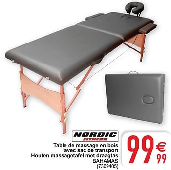 Promoties Table de massage en bois avec sac de transport houten massagetafel met draagtas bahamas - Nordic Fitness - Geldig van 05/05/2020 tot 30/06/2020 bij Cora