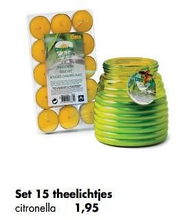 Promoties Set 15 theelichtjes citronella - Huismerk - Multi Bazar - Geldig van 11/05/2020 tot 01/06/2020 bij Multi Bazar