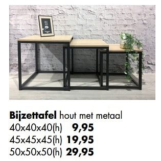 Promoties Bijzettafel hout met metaal - Huismerk - Multi Bazar - Geldig van 11/05/2020 tot 01/06/2020 bij Multi Bazar