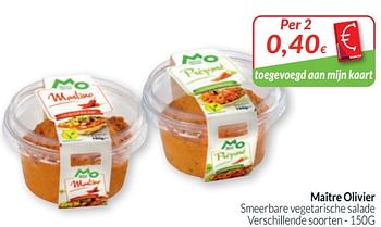 Promoties Maître olivier smeerbare vegetarische salade - Maitre Olivier - Geldig van 01/05/2020 tot 31/05/2020 bij Intermarche