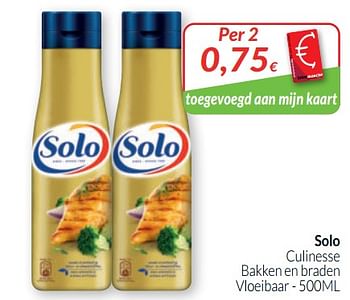 Promoties Solo culinesse bakken en braden vloeibaar - Solo - Geldig van 01/05/2020 tot 31/05/2020 bij Intermarche