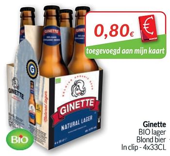 Promoties Ginette bio lager blond bier - Ginette - Geldig van 01/05/2020 tot 31/05/2020 bij Intermarche