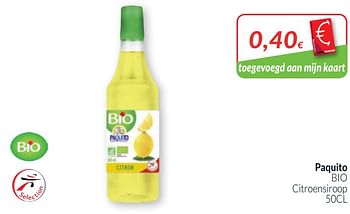 Promoties Paquito bio citroensiroop - Paquito - Geldig van 01/05/2020 tot 31/05/2020 bij Intermarche
