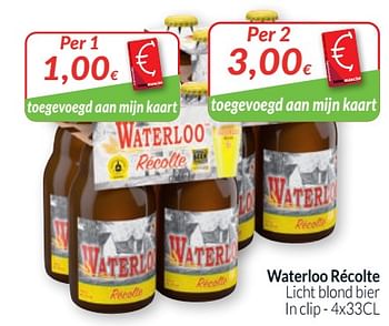 Promoties Waterloo récolte licht blond bier in clip - Waterloo - Geldig van 01/05/2020 tot 31/05/2020 bij Intermarche