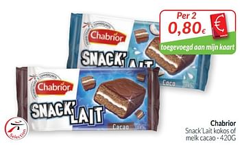 Promoties Chabrior snack`lait kokos of melk cacao - Chabrior - Geldig van 01/05/2020 tot 31/05/2020 bij Intermarche