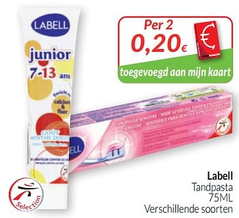 Promoties Labell tandpasta - Labell - Geldig van 01/05/2020 tot 31/05/2020 bij Intermarche
