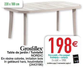 Promoties Table de jardin - tuintafel nordic - Grosfillex - Geldig van 05/05/2020 tot 30/06/2020 bij Cora