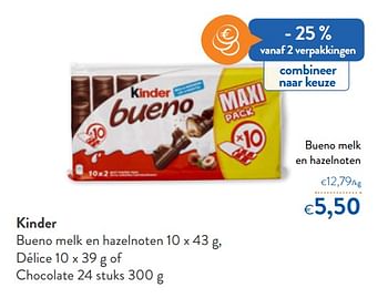 Promoties Kinder bueno melk en hazelnoten - Kinder - Geldig van 06/05/2020 tot 19/05/2020 bij OKay