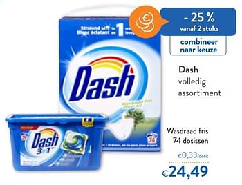 Promoties Dash wasdraad fris 74 dosissen - Dash - Geldig van 06/05/2020 tot 19/05/2020 bij OKay