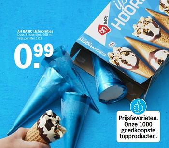 Promoties Ah basic ijshoorntjes - Huismerk - Albert Heijn - Geldig van 04/05/2020 tot 10/05/2020 bij Albert Heijn